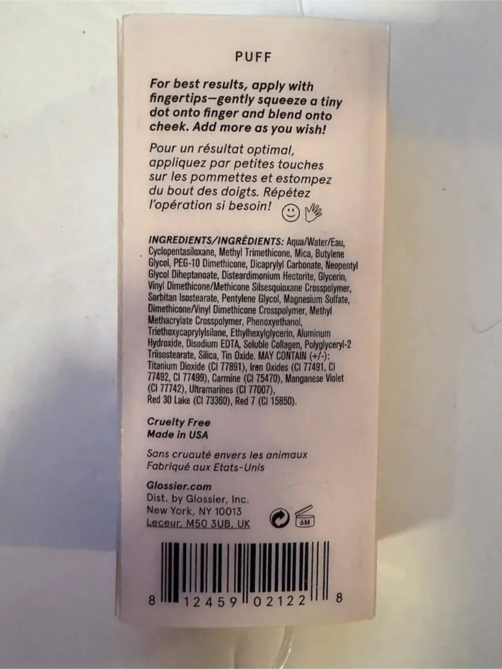 Glossier Cloud Paint Seamless Cheek Color Blush in Puff New In Box
